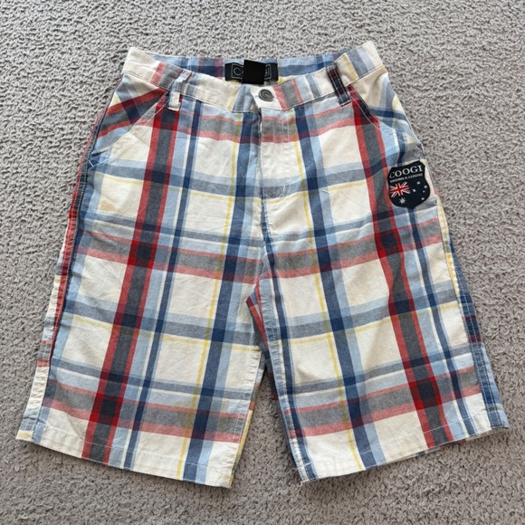 COOGI Other - COOGI Boys Plaid Shorts Size 7 Multi Color Australian Flag Patch Y2K Streetwear